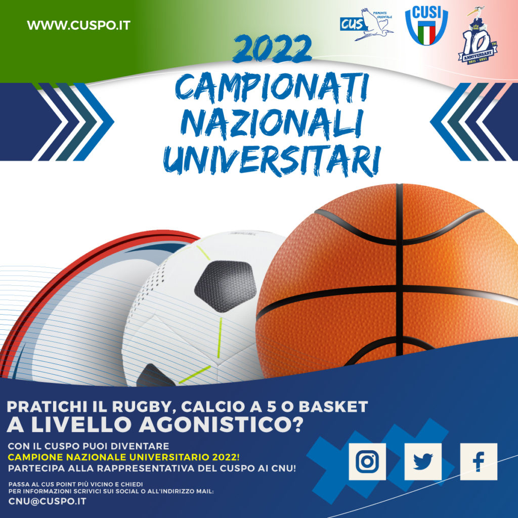 Campionati Nazionali Universitari 2022: il CUSPO cerca te!